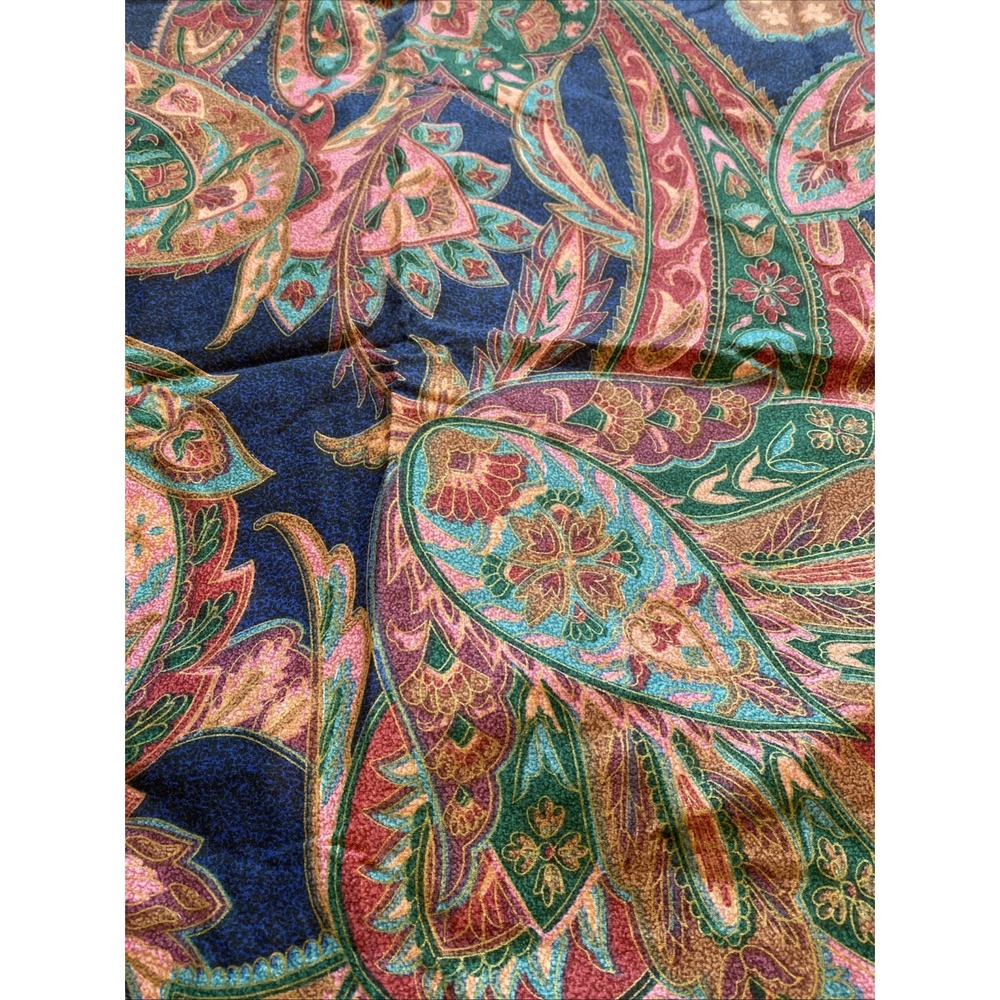 Vintage Revman Industries Pillow‎ Sham Standard Size Blue Teal Paisley Flanged